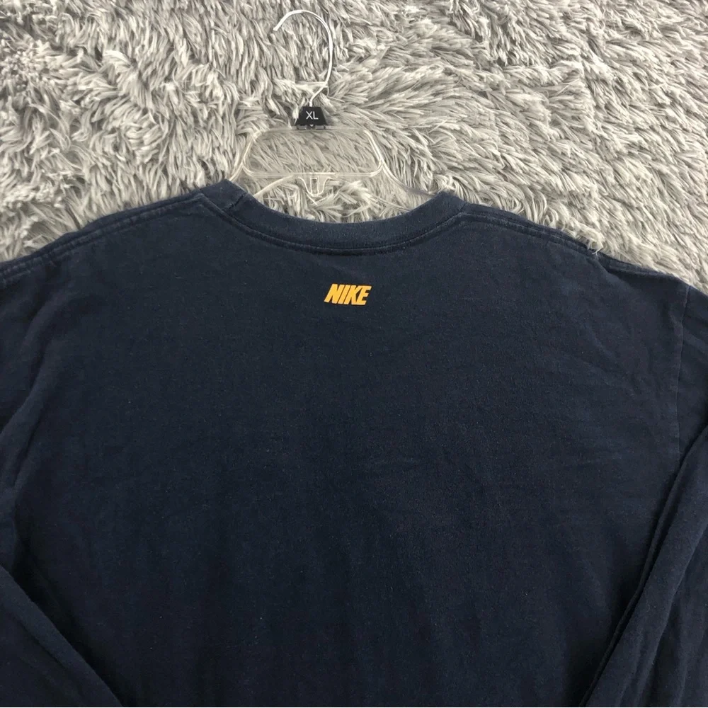 Nike Shirt Mens Large Swoosh Checkmark Navy Blue Long Sleeve